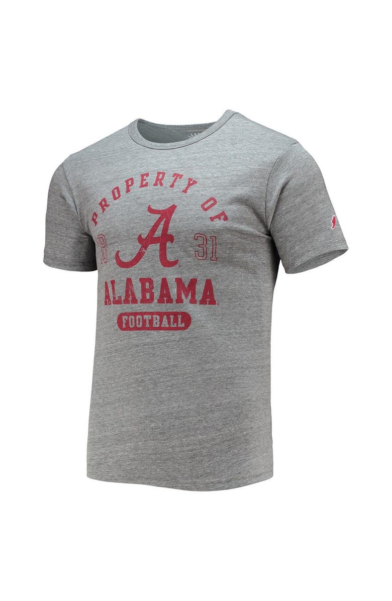 LEAGUE COLLEGIATE WEAR Men's League Collegiate Wear Heathered Gray Alabama Crimson Tide Hail Mary Football Victory Falls Tri-Blend T-Shirt, Alternate, color,