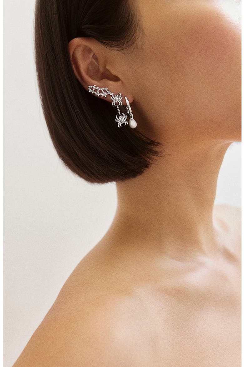 Caught in the Web Set of 3 Earrings, Alternate, color, SILVER