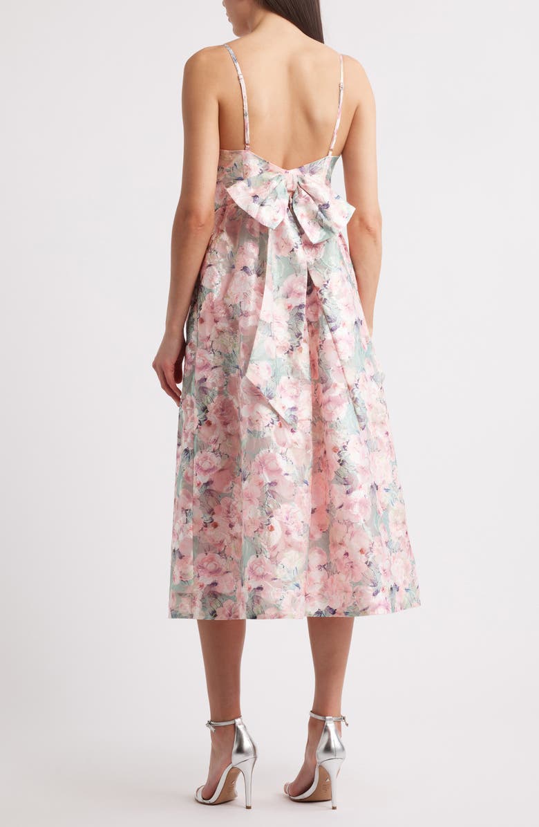 Lulus Alice Bow Back Sleeveless Midi Dress, Alternate, color, Pink Floral