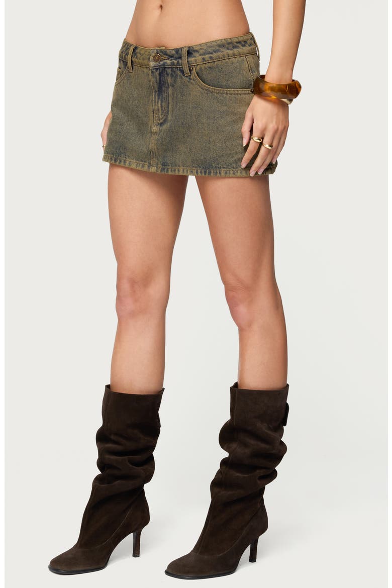 Camelia Denim Miniskort, Alternate, color, BROWN-WASHED