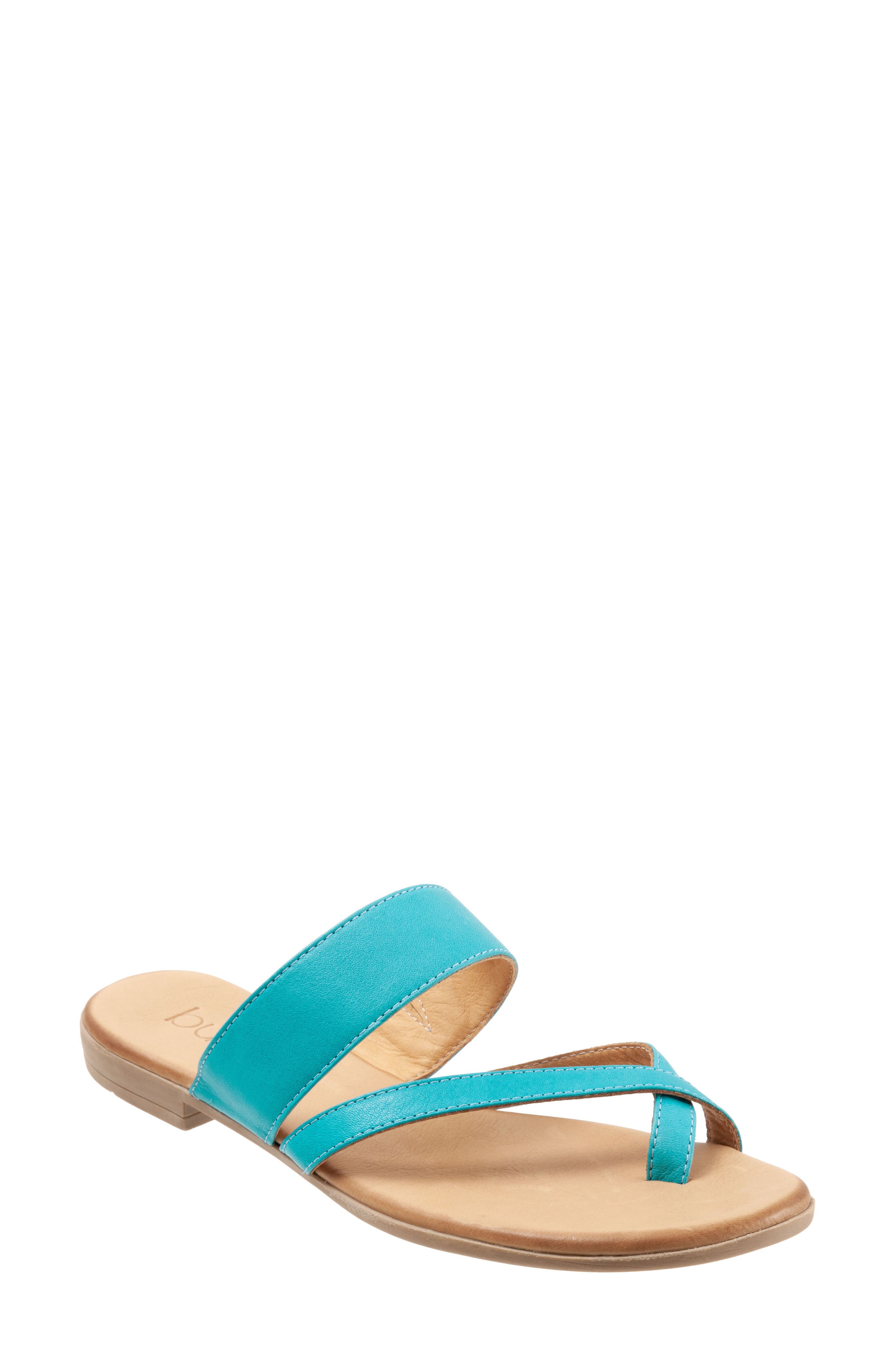 Jackson Toe Strap Slide Sandal, Main, color, TURQUOISE LEATHER
