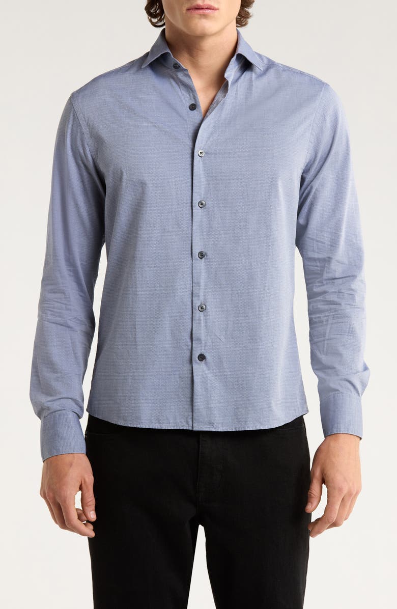 Robert Barakett Zigler Two Tone Cotton Jacquard Twill Button-Up Shirt, Main, color, Grey