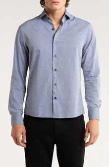 Robert Barakett Zigler Two Tone Cotton Jacquard Twill Button-Up Shirt