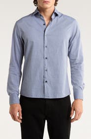 Robert Barakett Zigler Two Tone Cotton Jacquard Twill Button-Up Shirt