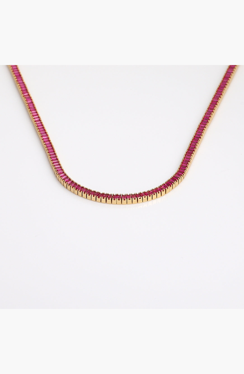 Aurate New York Lab Grown Red Ruby Baguette Tennis Necklace, Alternate, color, Red Ruby