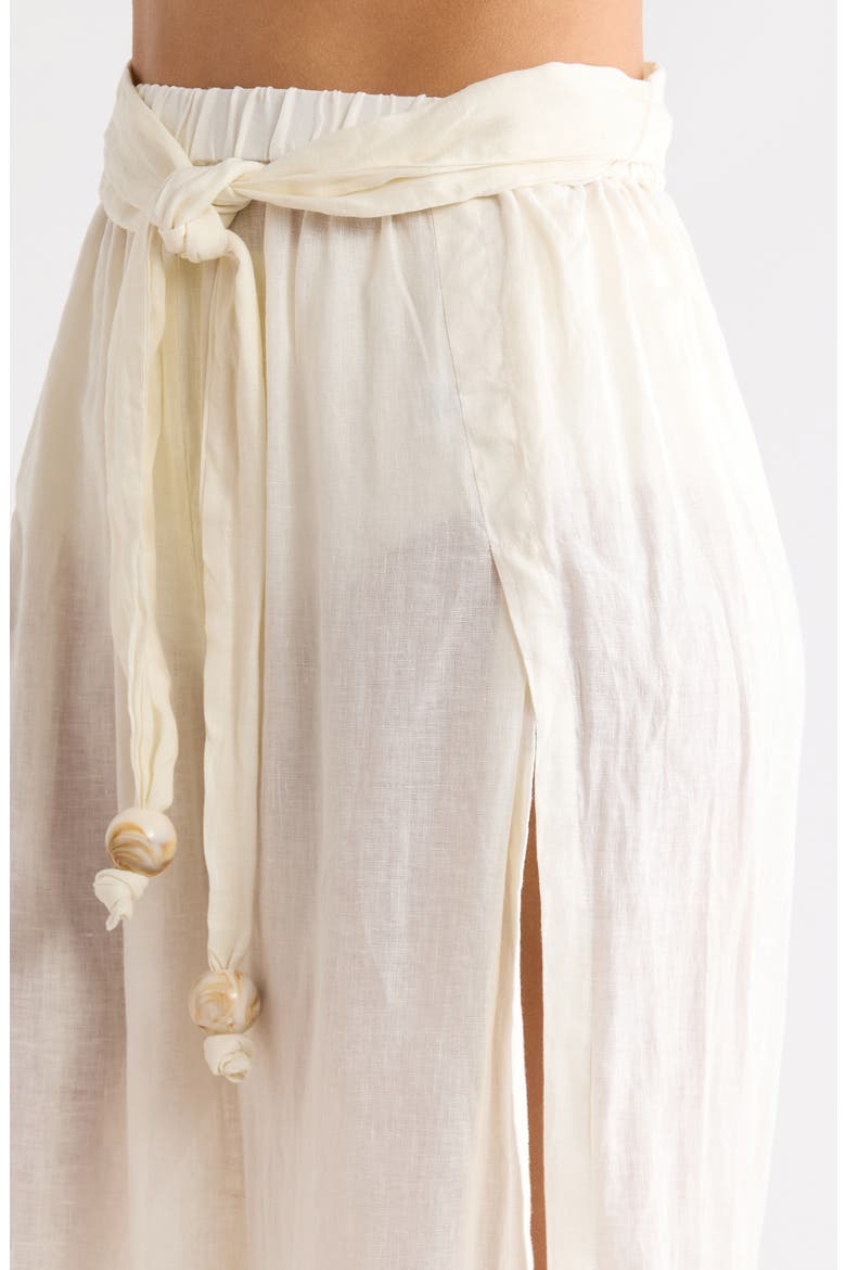 Tie Side Linen Cover-Up Pants, Alternate, color, WHITE