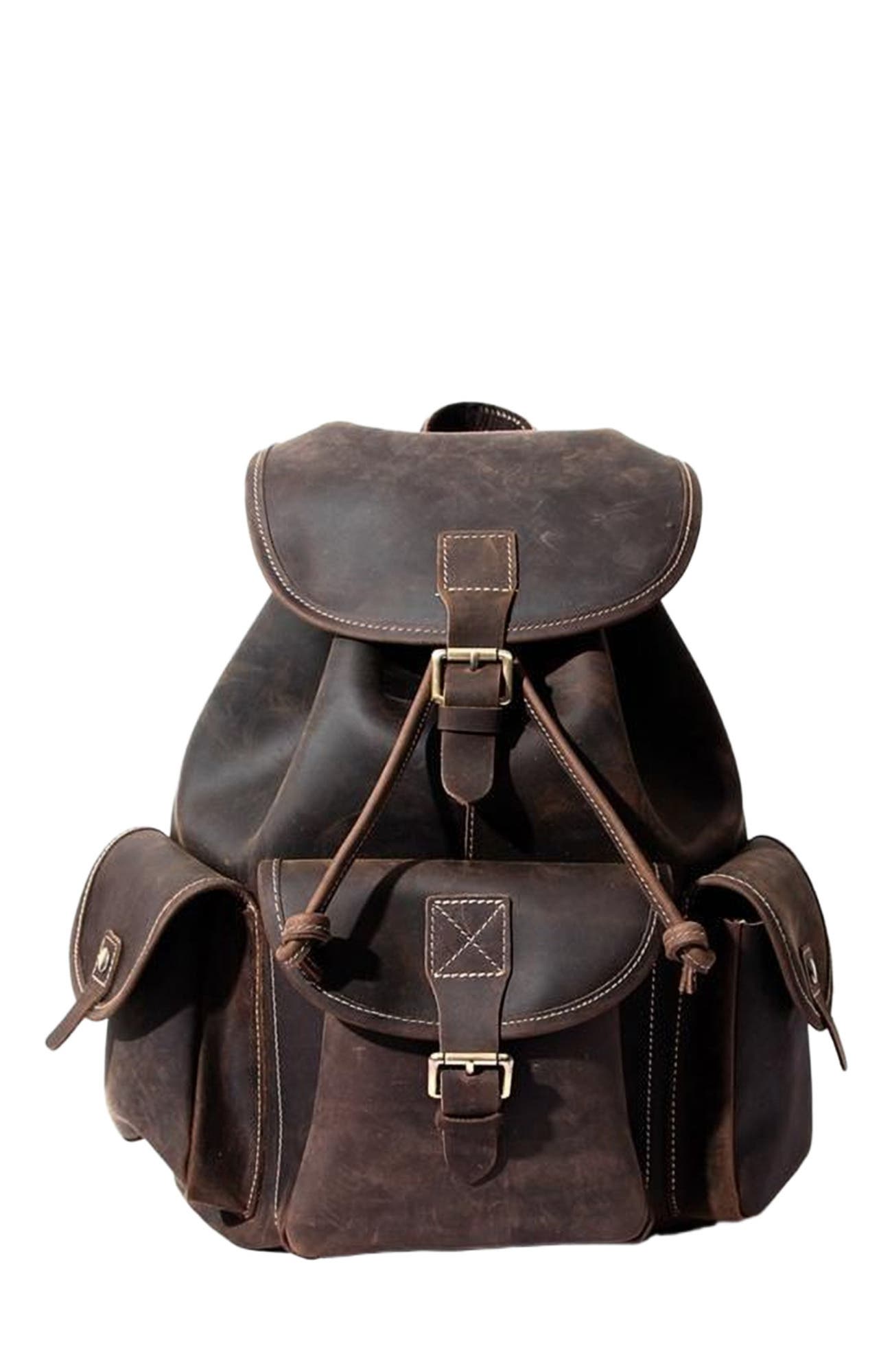 STEEL HORSE LEATHER The Asmund Backpack | Genuine Leather Rucksack, Main, color, Brown