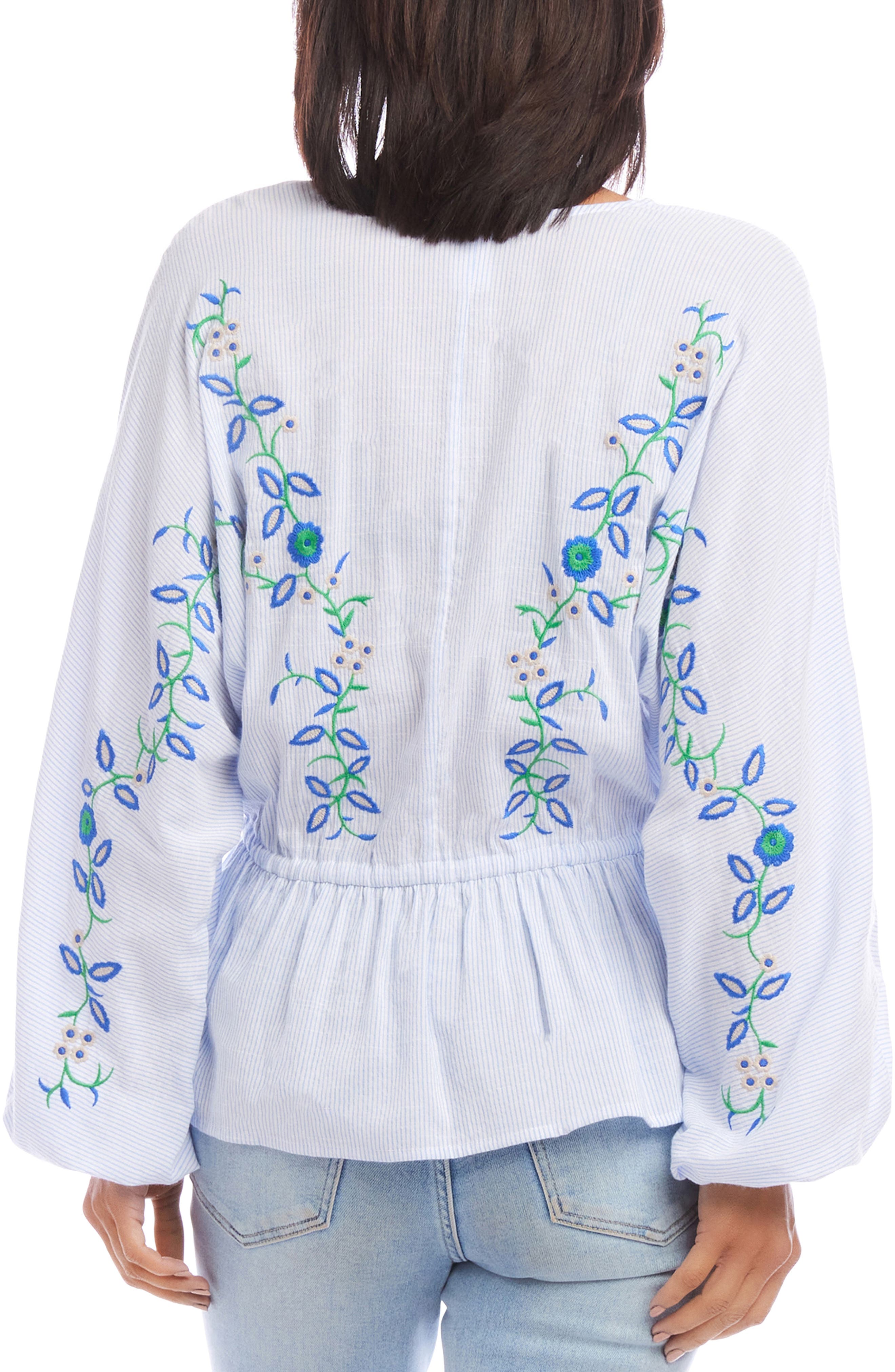Floral Embroidered Stripe Top - image 2