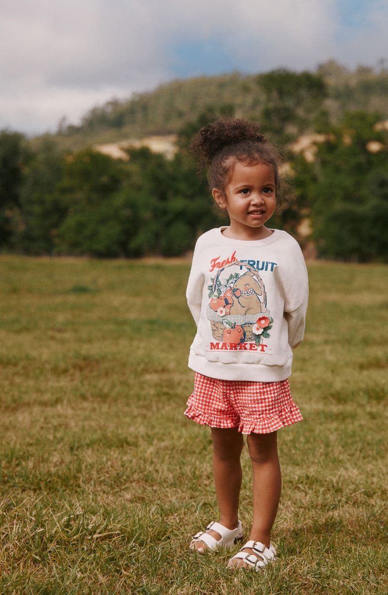 NEXT Kids' Fruit Sweatshirt & Frill Shorts Set, Alternate, color, Cream