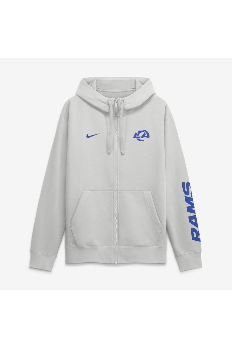 Men's Nike Gray Los Angeles Rams Cool Down Club Full-Zip Hoodie, Main, color, Gray