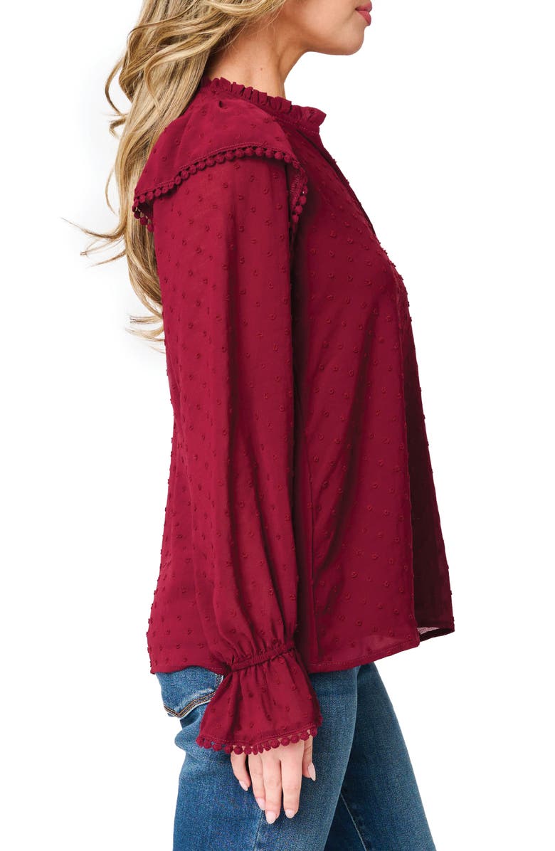 GIBSONLOOK Holly Swiss Dot Ruffle Top, Alternate, color, 