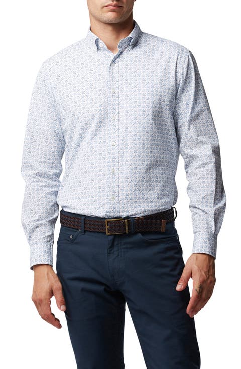 Greneys Road Leaf Print Button-Down Shirt