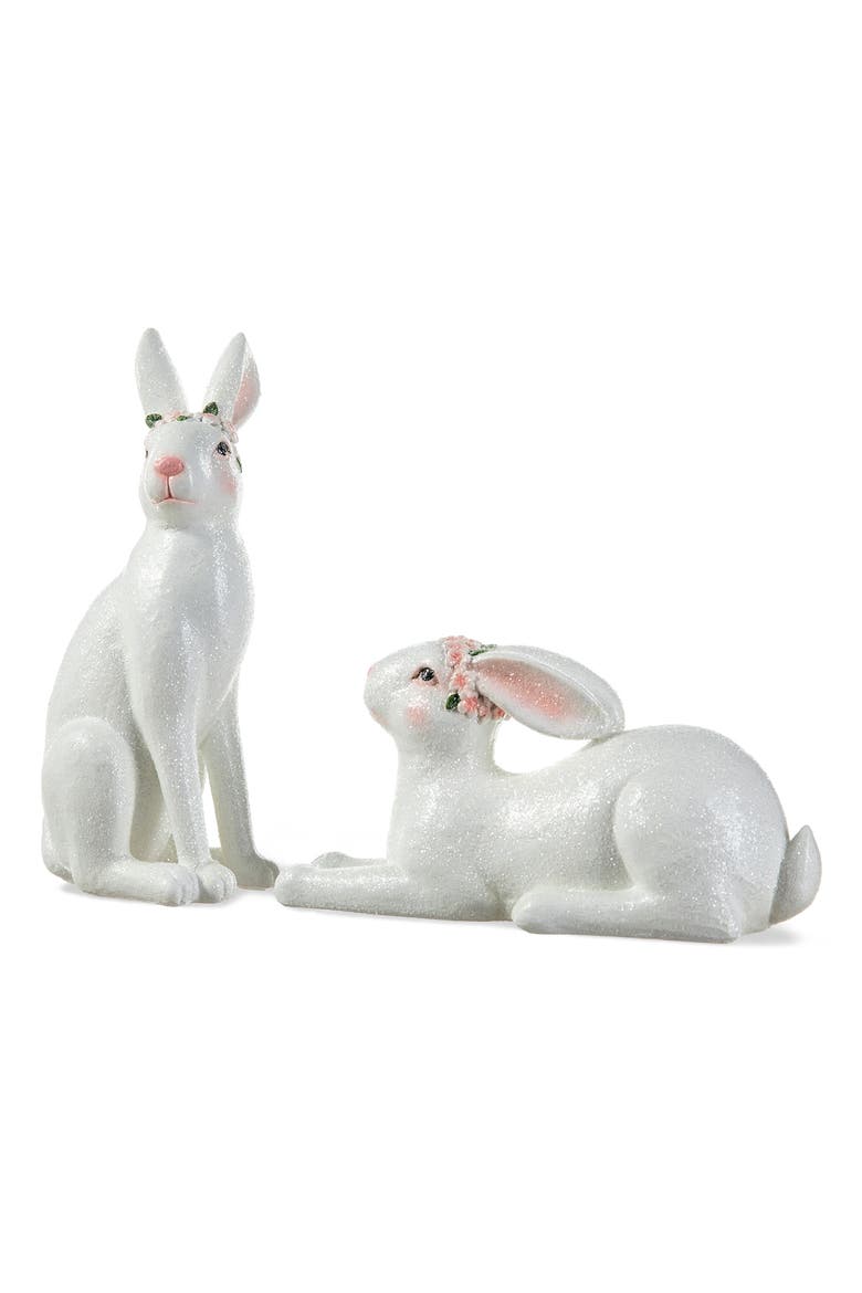 Set of 2 Easter Resin Bunny Table Decor, Main, color, White