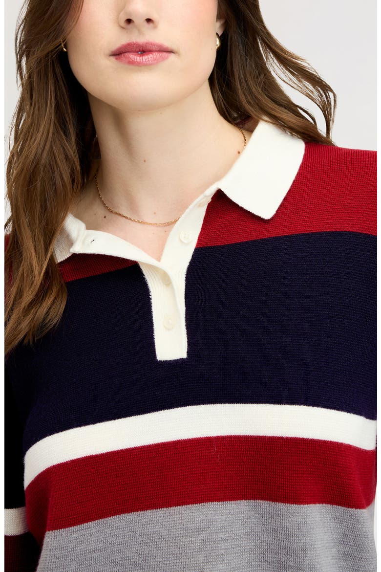 Oversized Polo Sweater, Alternate, color, CRANBERRY