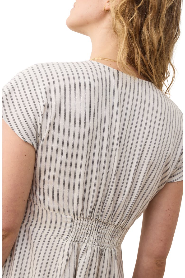 Camila Stripe Button Front Hemp Blend Minidress, Alternate, color, CREAM/ NAVY STRIPE