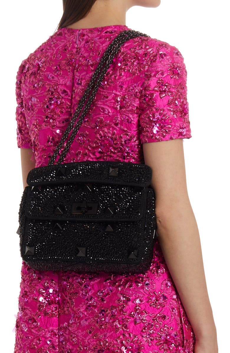 Valentino Garavani Medium Roman Stud Matelassé Leather Shoulder Bag, Alternate, color,