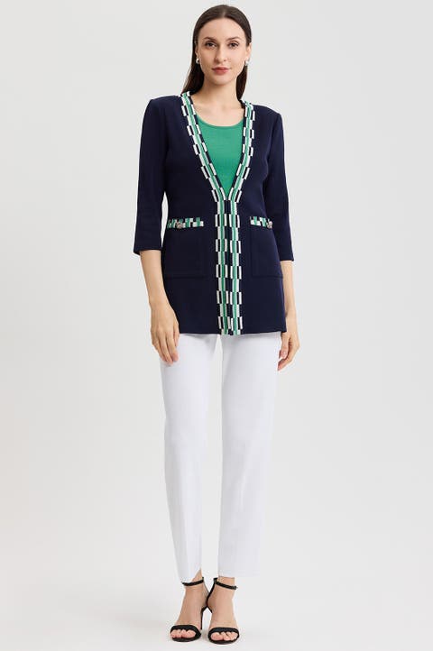 Heritage Checkered Trim Soft Knit Jacket