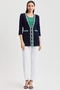 Ming Wang Heritage Checkered Trim Soft Knit Jacket