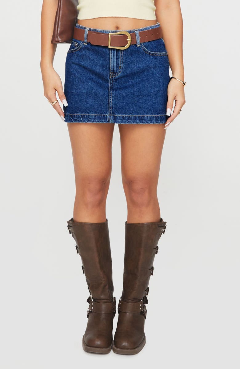 Princess Polly Nickei Denim Miniskirt, Main, color, Mid Wash