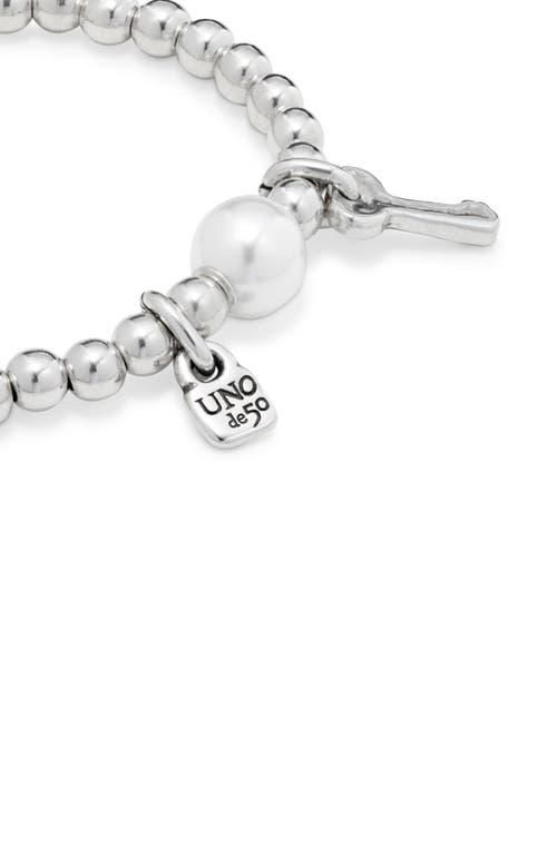 Unode50 Sterling Silver-plated Beaded Bracelet With A Pearl In Silver