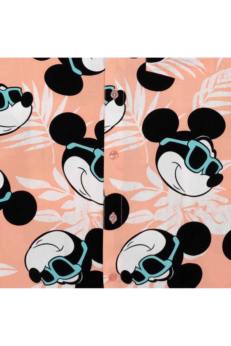 Mickey Mouse Hawaiian Button-Down Shirt, Alternate, color, Peach Mickey Mouse