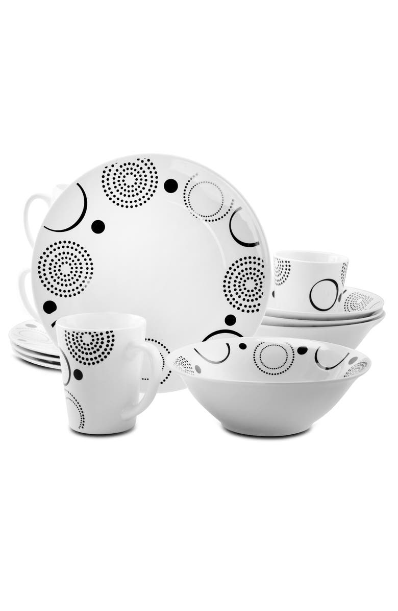 Gibson Modern Times 12 Piece Dinnerware Set, Main, color, White