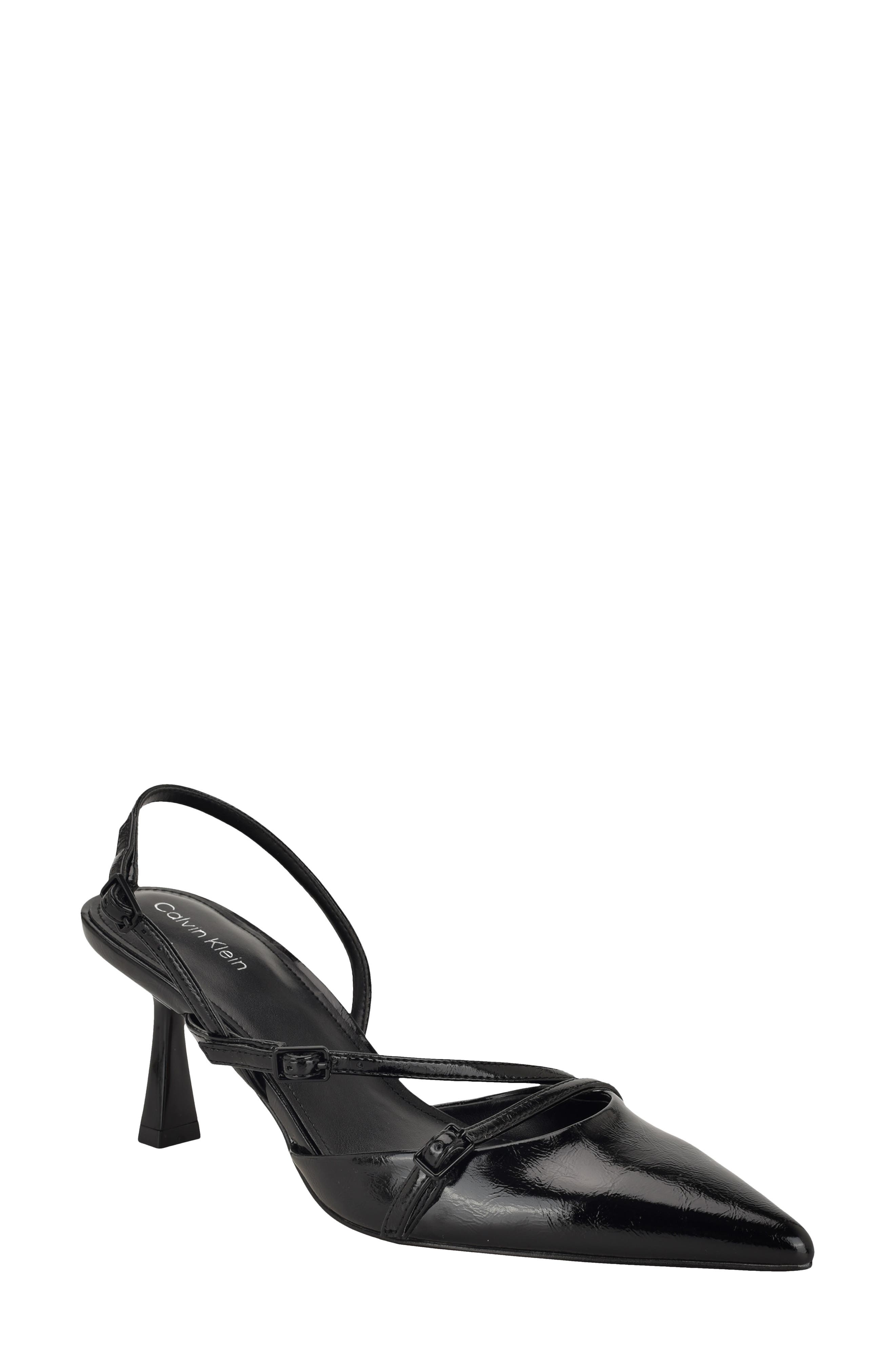 Calvin Klein Tarlie Pointed Toe Slingback Pump, Main, color, Black