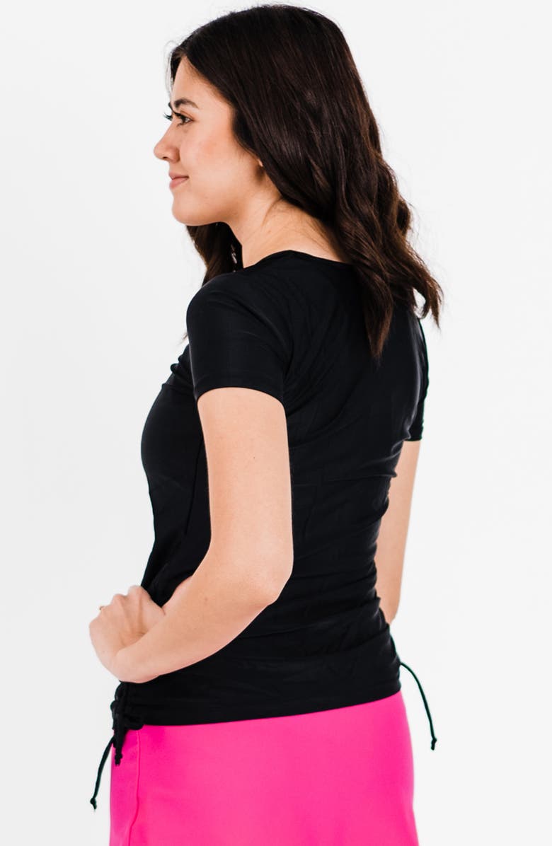 Calypsa Short Sleeve Adele Swim Top, Alternate, color, Black