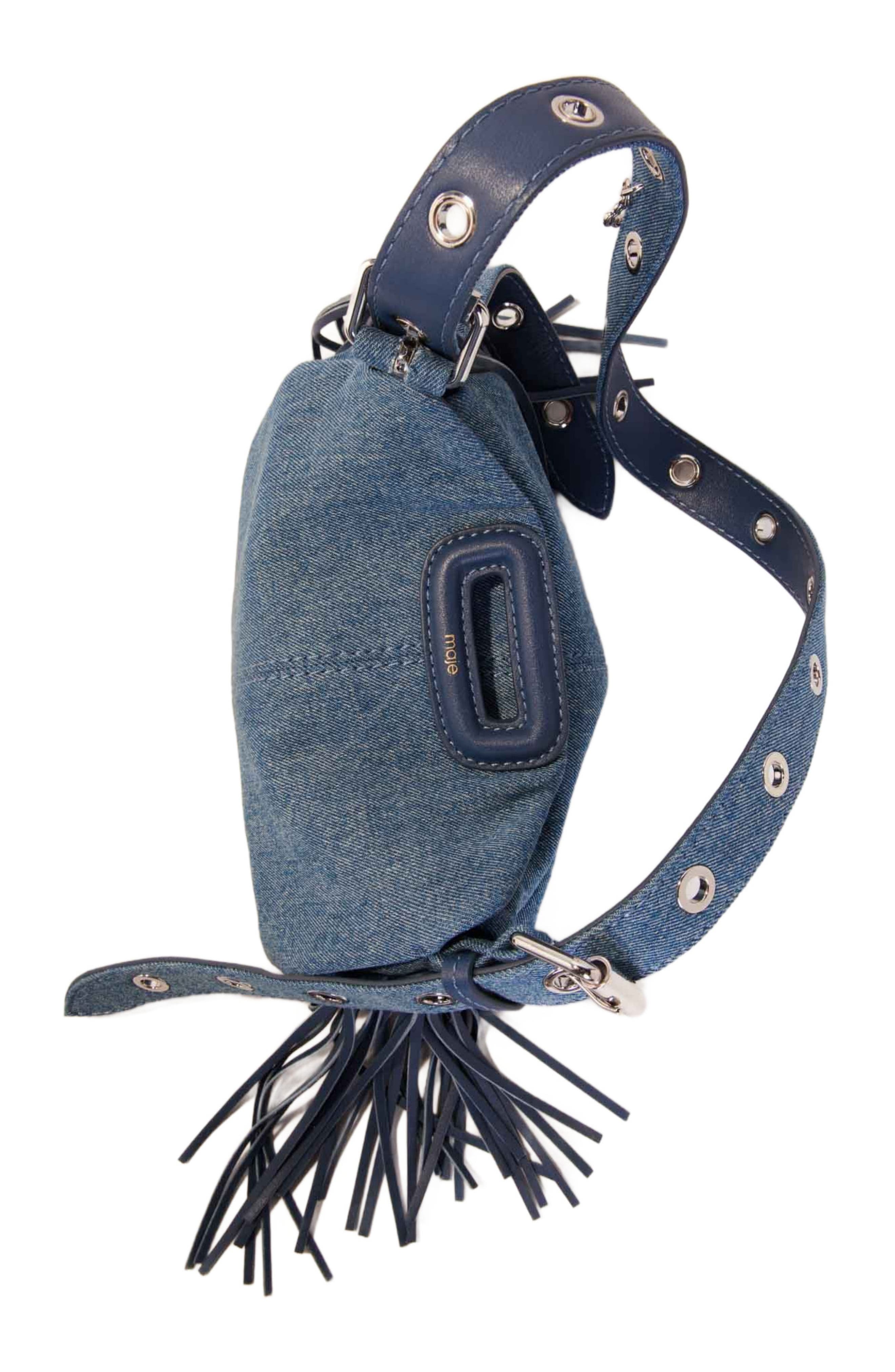 maje Miss M mini denim bag, Alternate, color, 