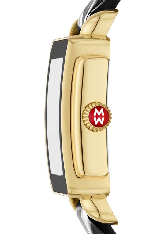 Michele Deco Sport Mid Leather Strap Watch, 29mm X 31mm In Black