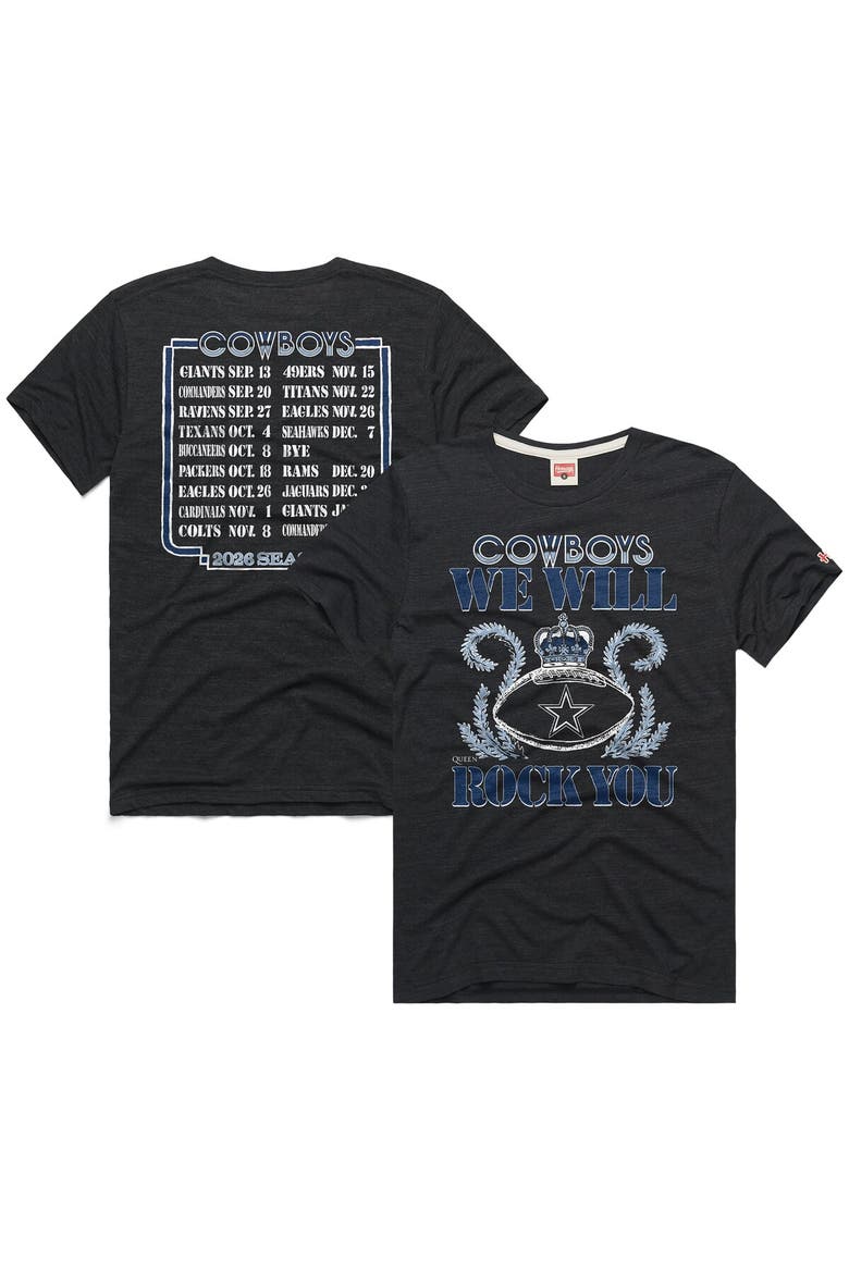 Unisex Homage Charcoal Dallas Cowboys 2026 NFL Schedule Queen Tri-Blend T-Shirt, Main, color, Charcoal