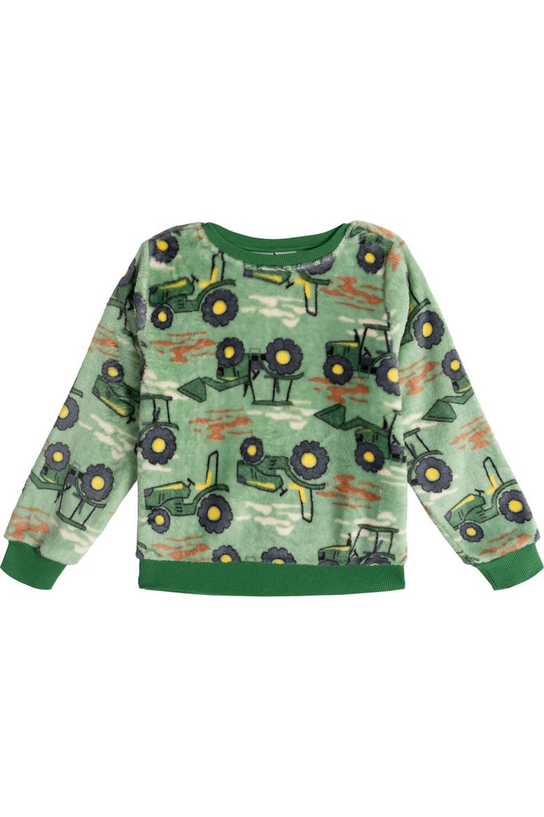 2-Piece Fleece Sweatshirt and Pants Set, Alternate, color, Green Camo Tractors