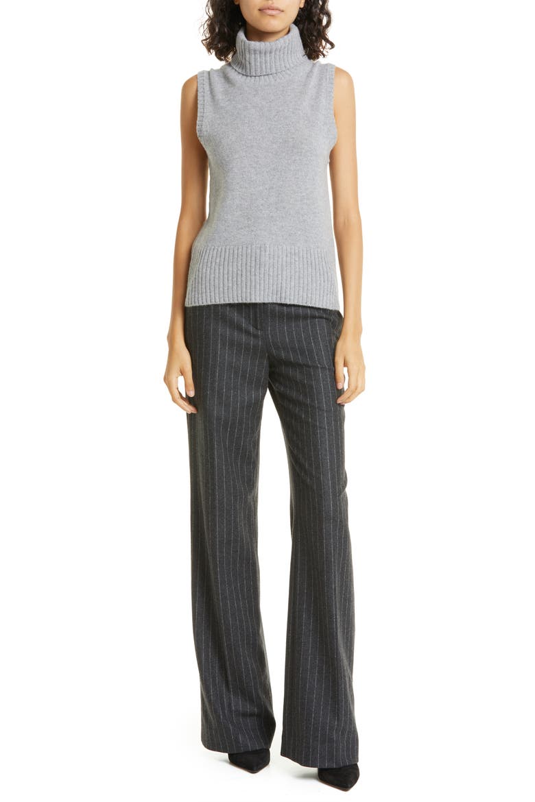 Mazzy Sleeveless Cashmere Turtleneck Sweater, Alternate, color, HEATHER GREY