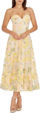Dress the Population Carina Sequin Appliqué Midi Dress