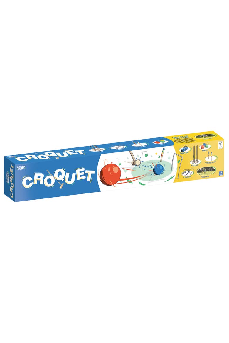 Croquet Set Wood Mallets Balls Travel Bag Family Age 3+, Alternate, color, Multicolored