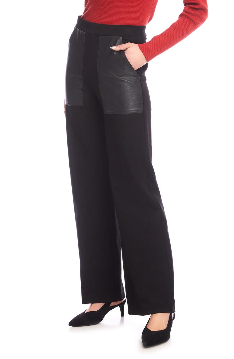 Karen Kane Contrast Pocket Straight Leg Pants, Alternate, color, Black