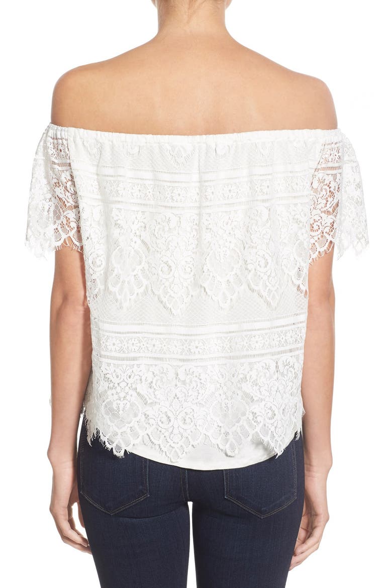 'Sunset Lace' Off the Shoulder Top, Alternate, color, IVORY
