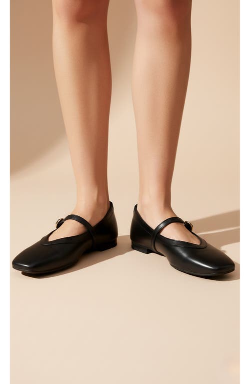 Menina Step Greta Leather Mary Jane Flat In Black