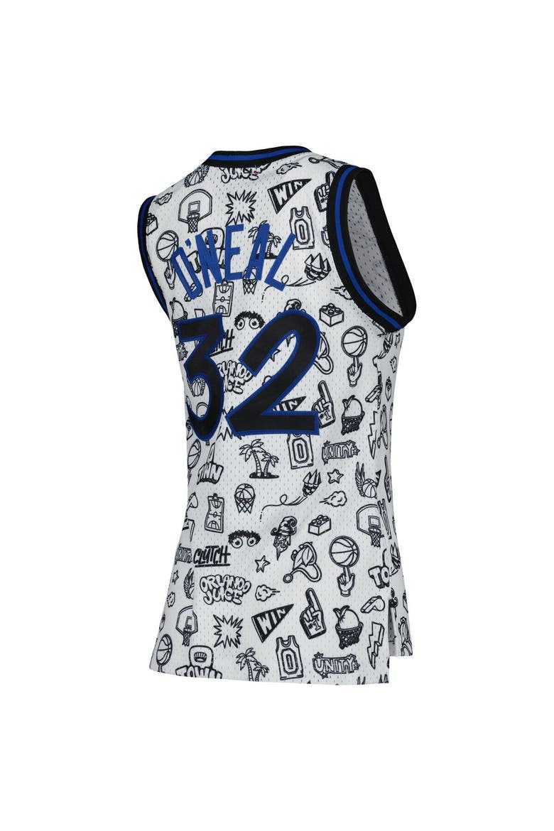 Women's Mitchell & Ness Shaquille O'Neal White Orlando Magic 1994 Doodle Swingman Jersey, Alternate, color, White