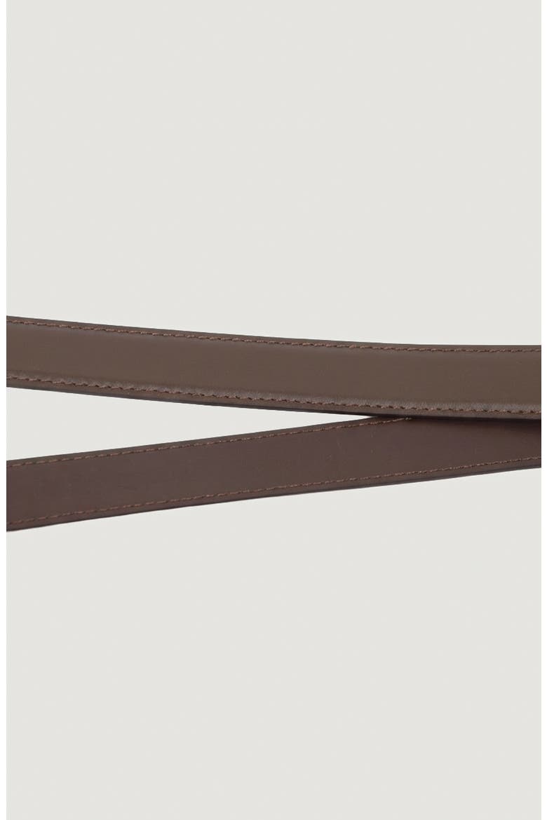 Leather Belt with Geometric Buckle, Alternate, color, Brown