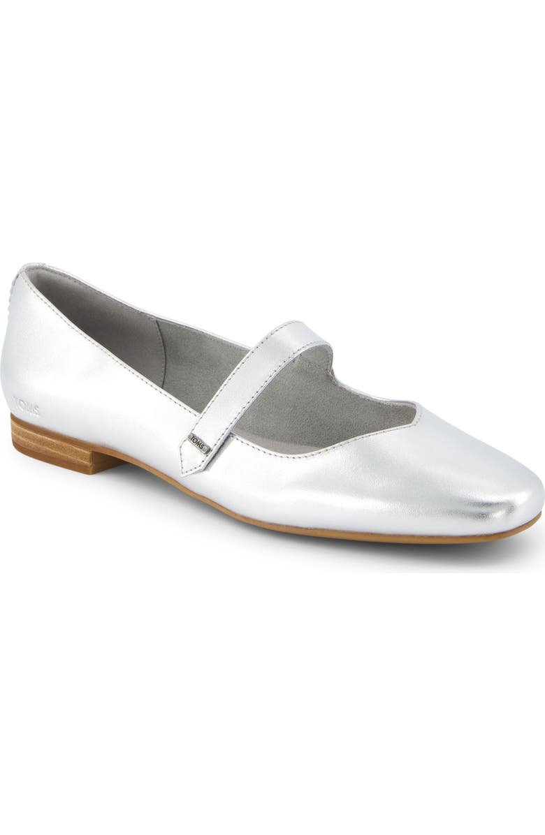 TOMS Bianca Metallic Mary Jane Flat, Main, color, Silver