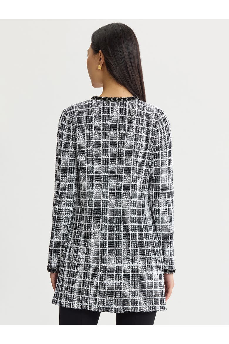 Heritage Velvet Ribbon Trim Plaid Knit Jacket, Alternate, color, Black/White