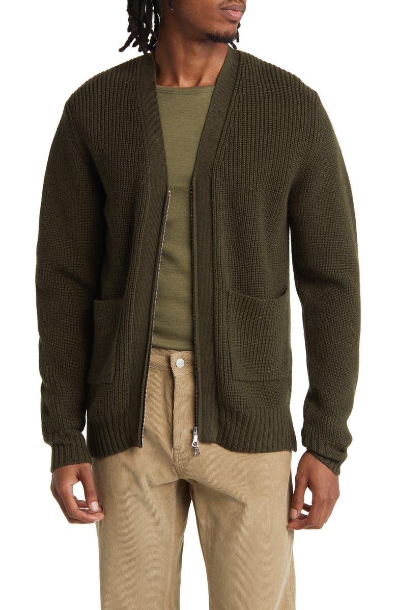 Officine Générale Merino Wool Zip Cardigan, Main, color,