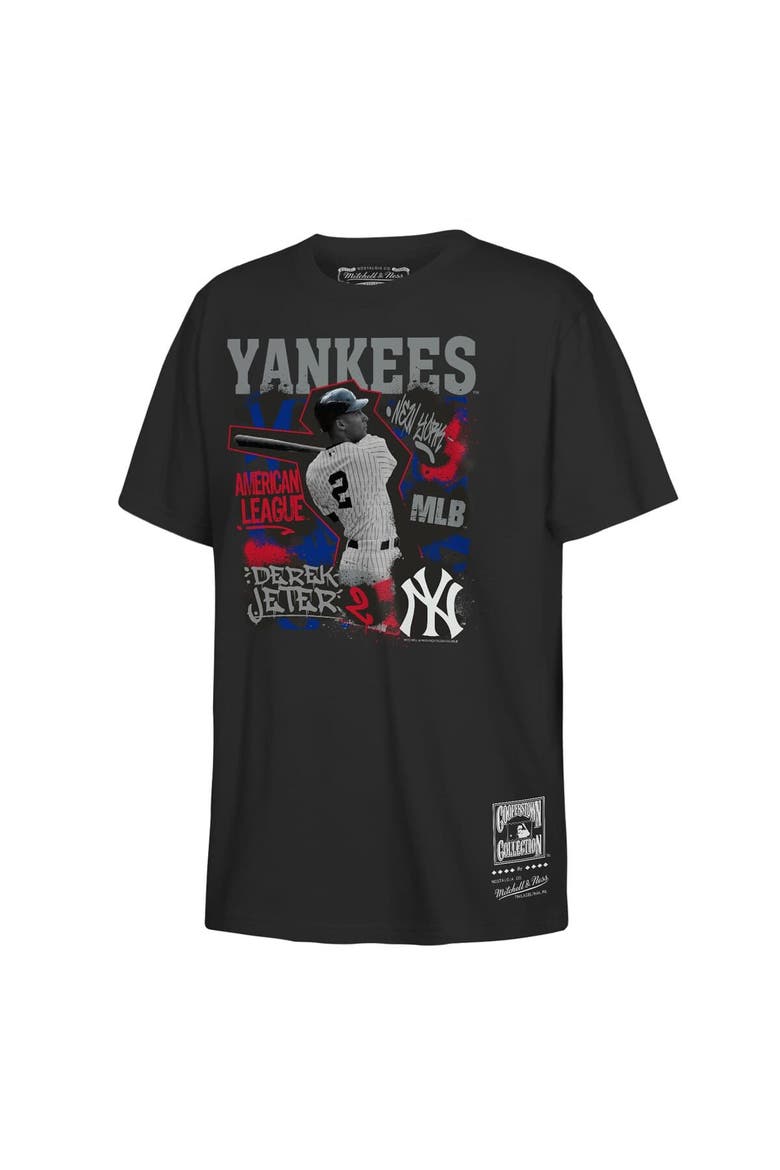 Youth Mitchell & Ness Derek Jeter Black New York Yankees Cooperstown Star Moment T-Shirt, Main, color, Black