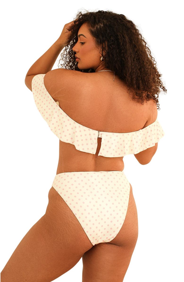 Dippin Daisys Seashore High Waist Cheeky Bikini Bottom, Alternate, color, Dotted Pink