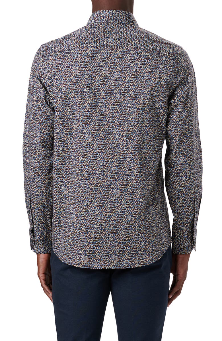 Bugatchi Julian Shaped Fit Geo Print Stretch Cotton Button-Up Shirt, Alternate, color,