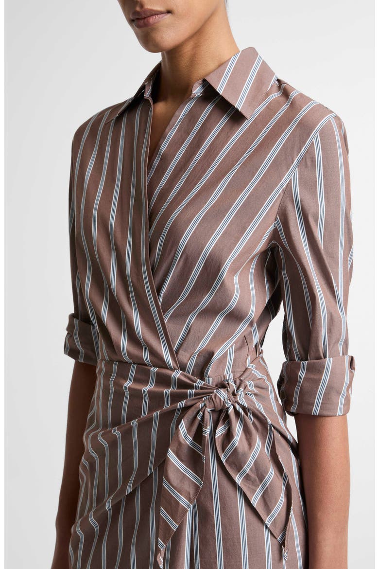 Stripe Long Sleeve Tie Waist Dress, Alternate, color, BROWN MULTI