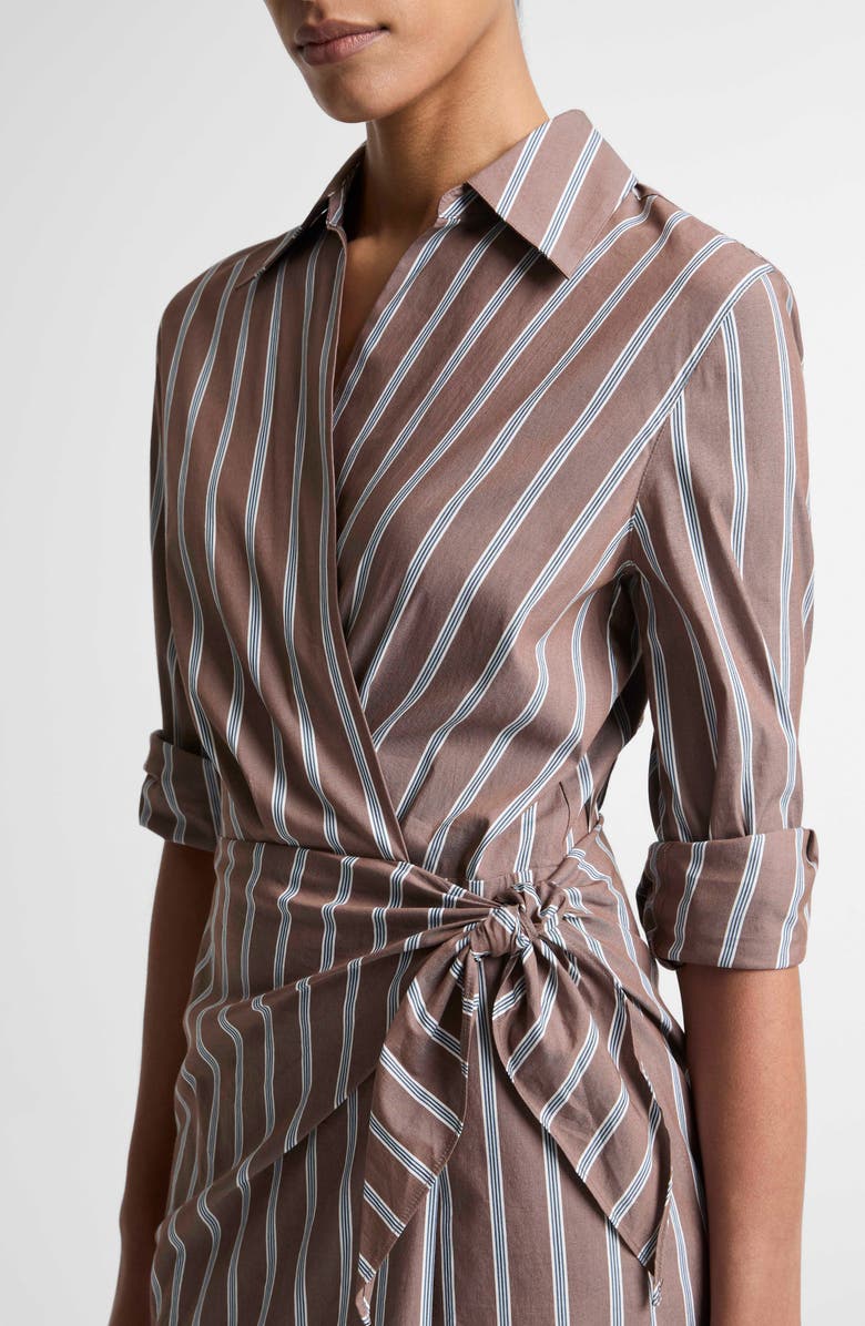 Vince Stripe Long Sleeve Tie Waist Dress, Alternate, color, Brown Multi