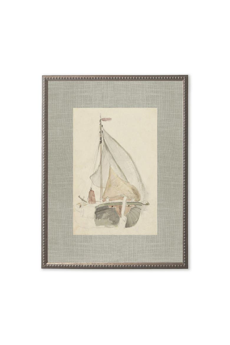 Sailboat Painting Matted in Silver-Beaded Frame, Main, color, Multi