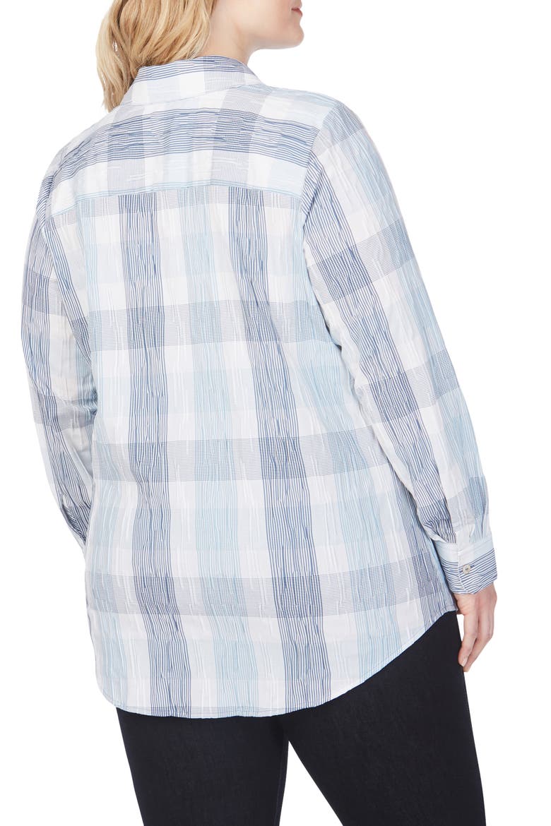 Crinkled Buffalo Check Tunic Shirt, Alternate, color, BLUE JEAN